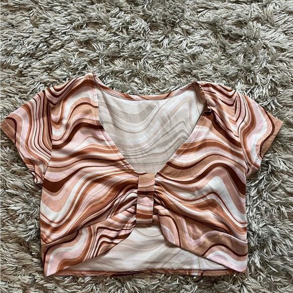 No Boundaries Marble Groovy 90s Basic Crop Top Rave Concert Event Size Small - Picture 6 of 13